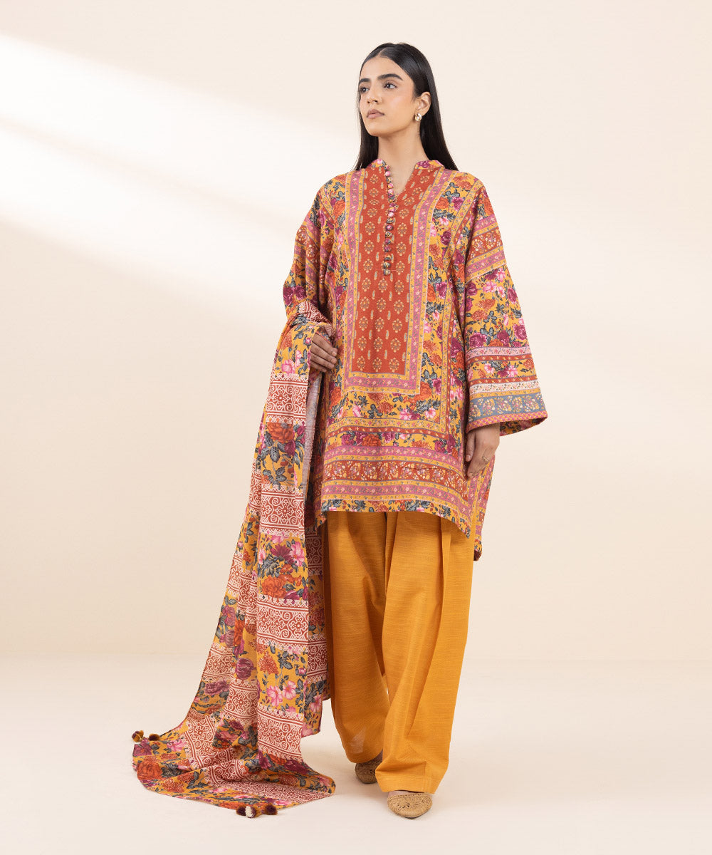 Women's Pret Khaddar Multi Printed 3 Piece Suit