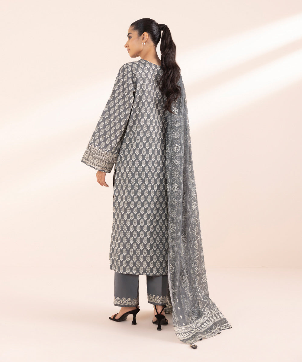 Fine Voile Grey Printed Dupatta