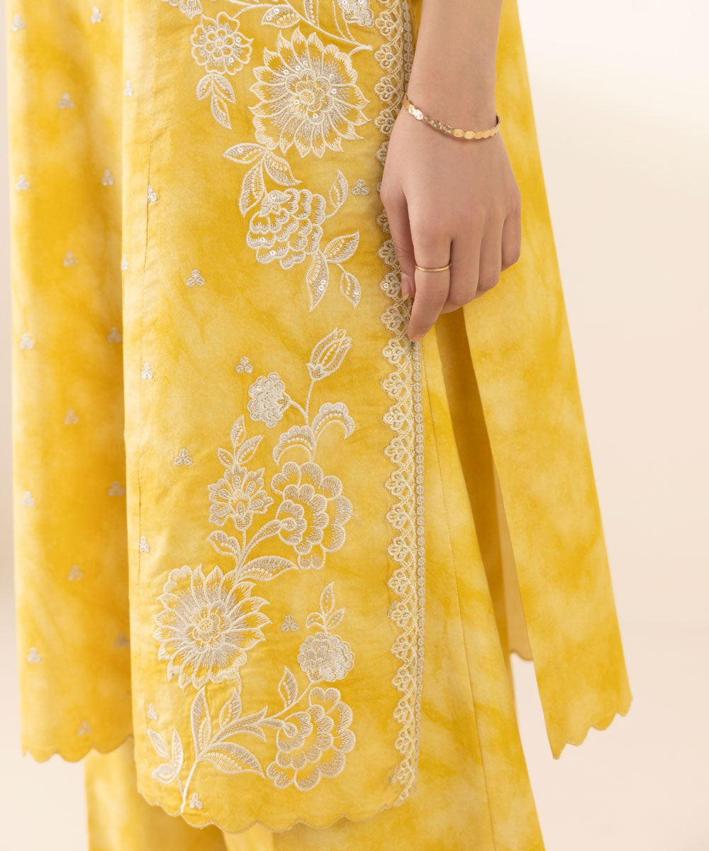 Unstitched Women's Yellow Lawn 3 Piece Suit