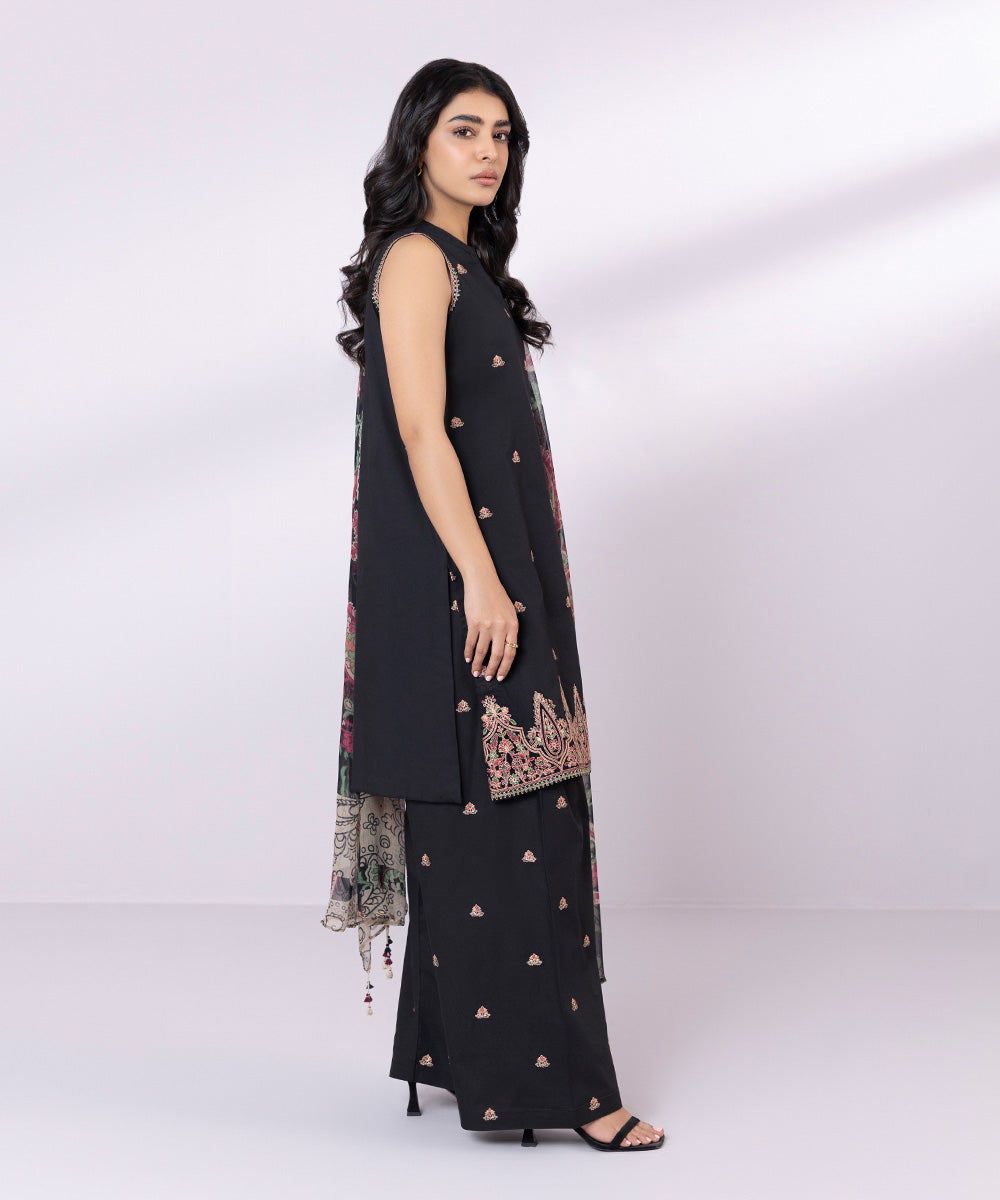 Women's Pret Lawn Embroidered Black A-Line Shirt