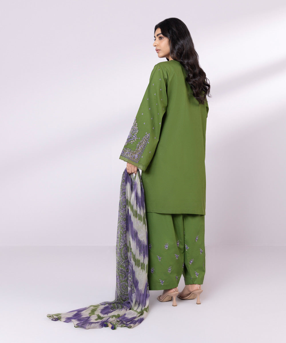 Women's Pret Lawn Embroidered Green Straight Shirt