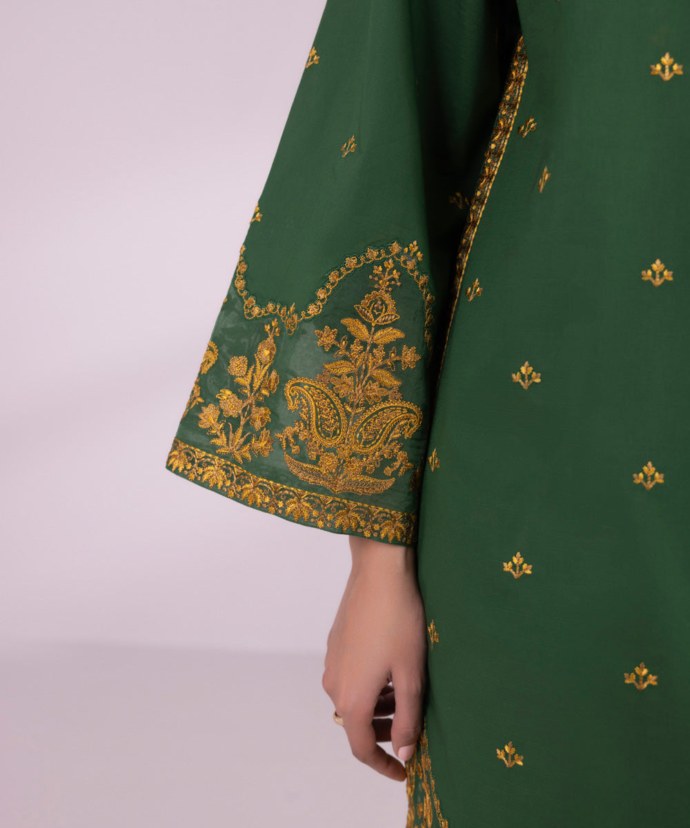 Women's Pret Lawn Embroidered Green Boxy Shirt