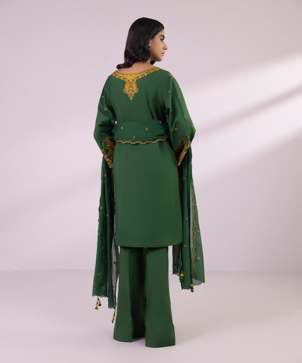 Women's Pret Lawn Embroidered Green Boxy Shirt