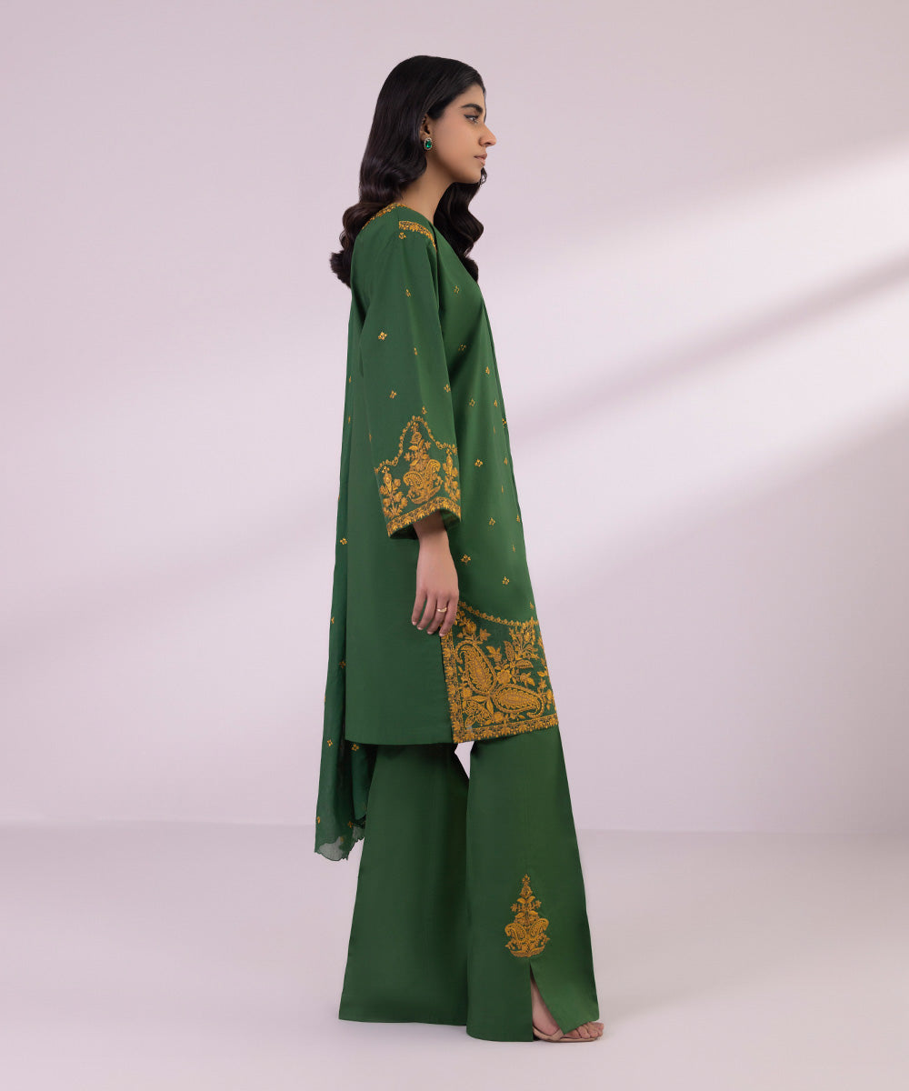 Women's Pret Lawn Embroidered Green Boxy Shirt