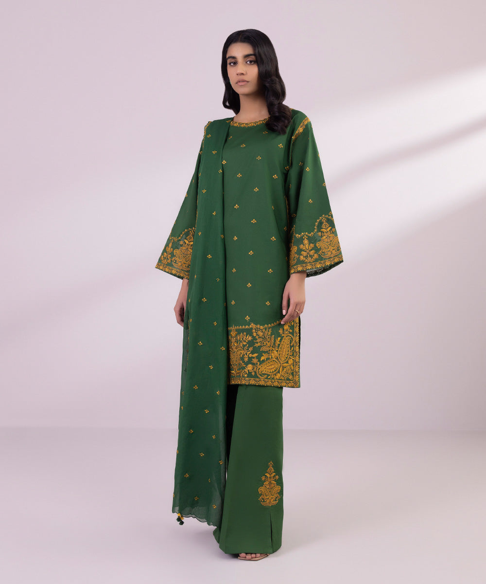 Women's Pret Lawn Embroidered Green Boxy Shirt