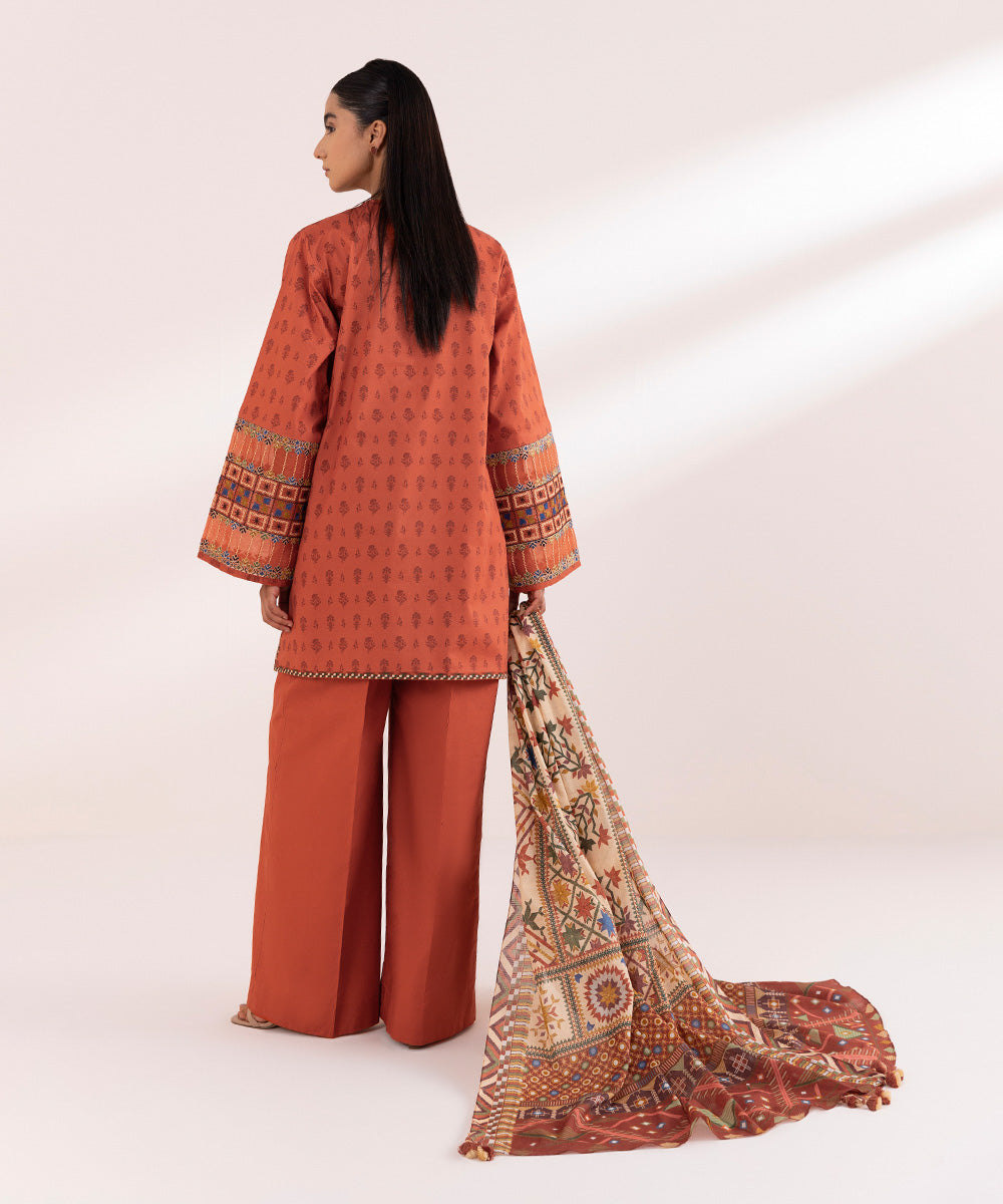 Textured Voile Multi Printed Dupatta