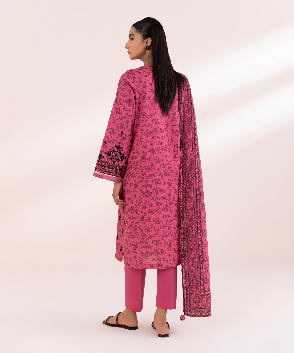 Textured Voile Pink Printed Dupatta