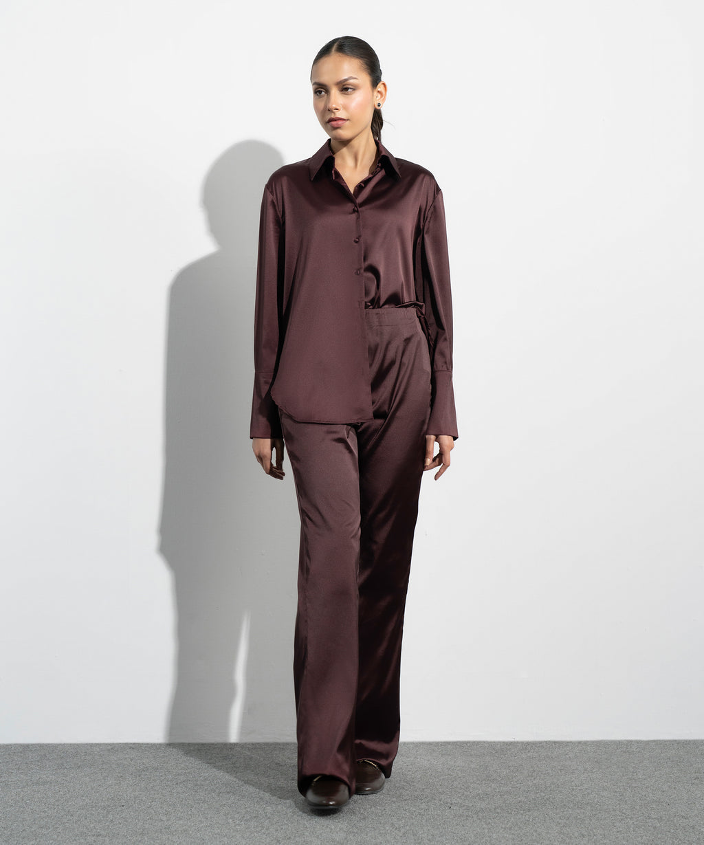 Wide Leg Satin Trousers