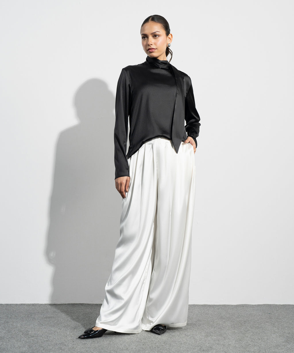 Pleated Wide Leg Trousers