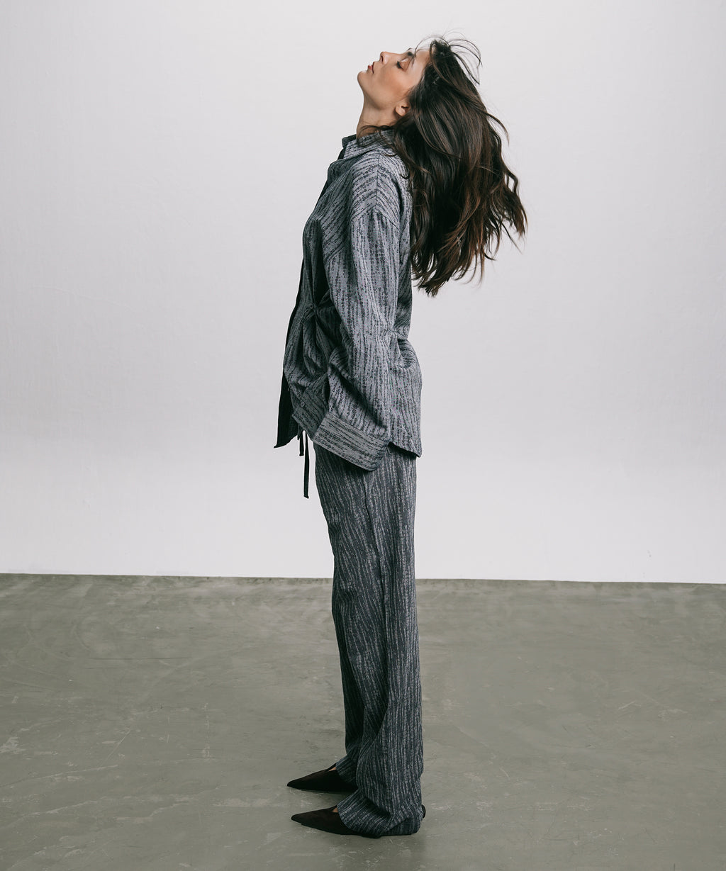 Women's Western Wear Blue Pull-On Jacquard Denim Trouser