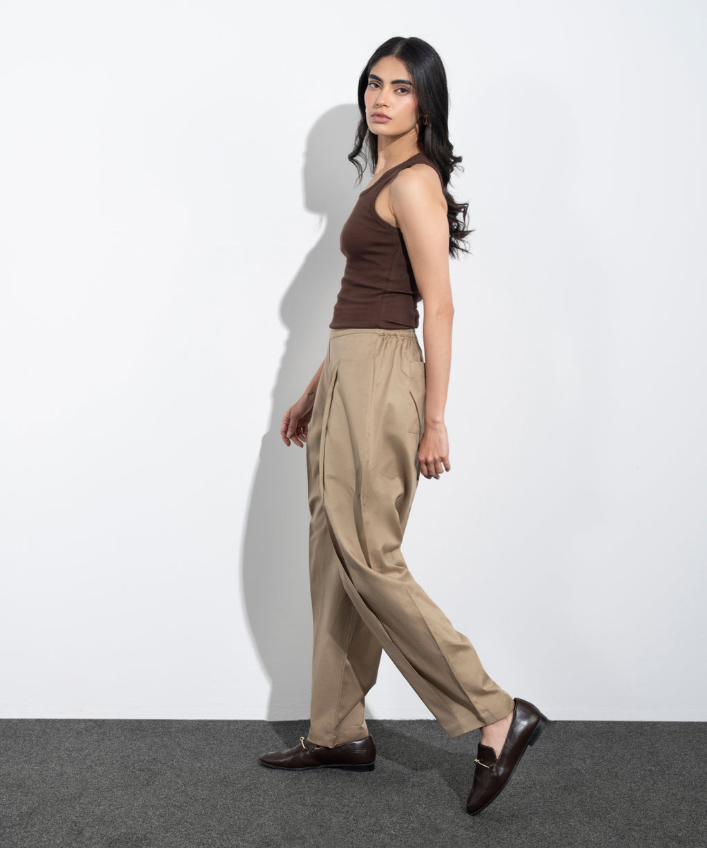 Barrel Linen Blend Trousers