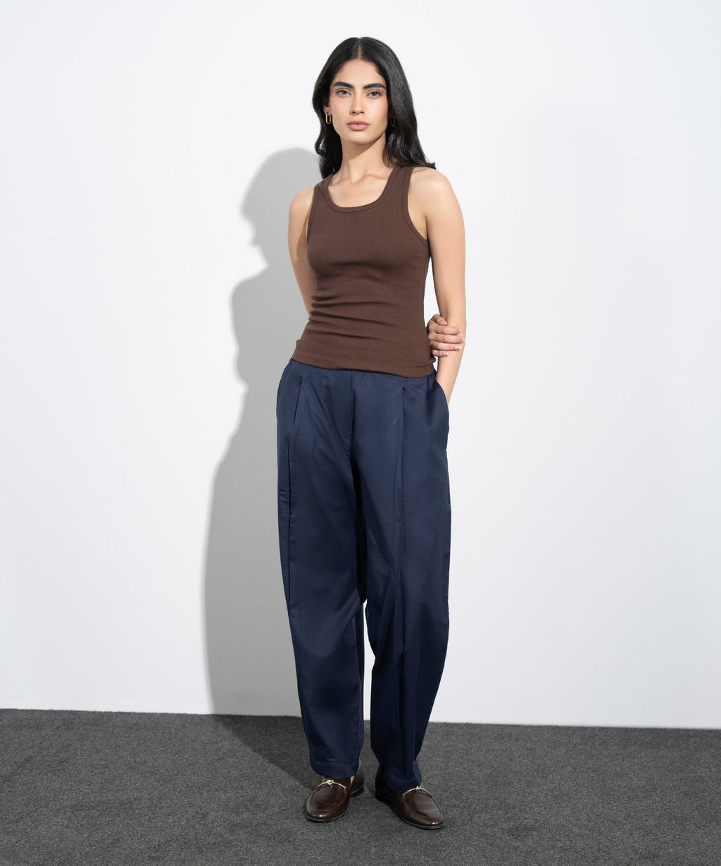 Barrel Linen Blend Trousers
