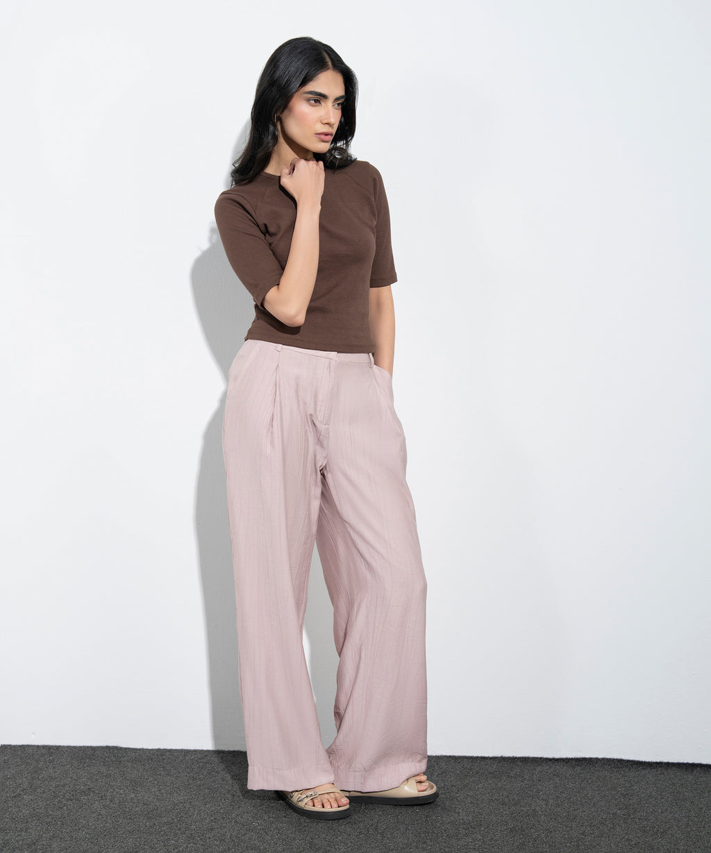 Straight-Fit Textured Trousers