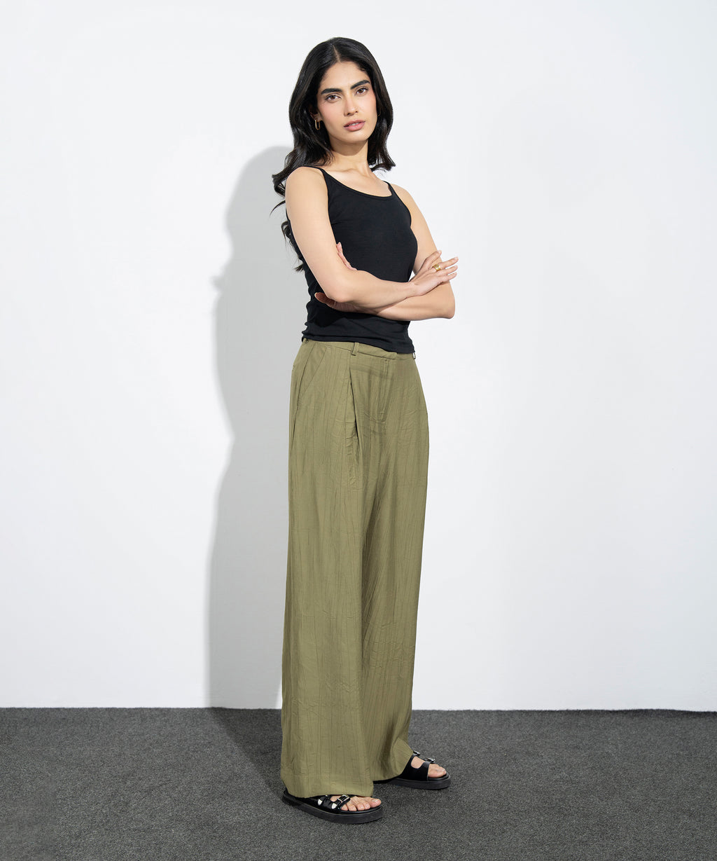 Straight-Fit Textured Trousers