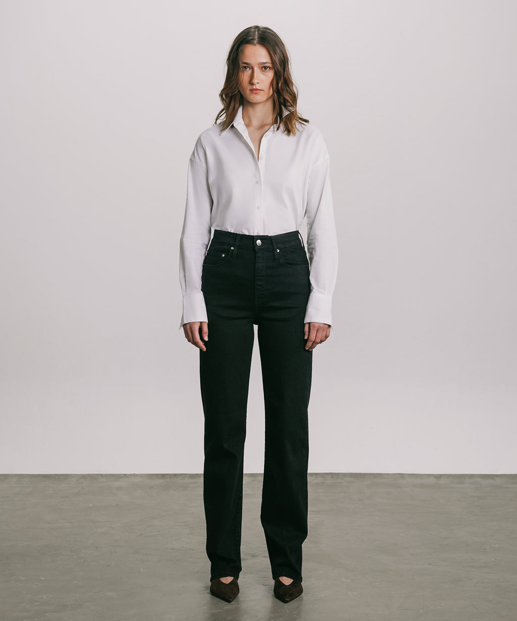 Women's Western Wear Black High Rise Straight Jeans