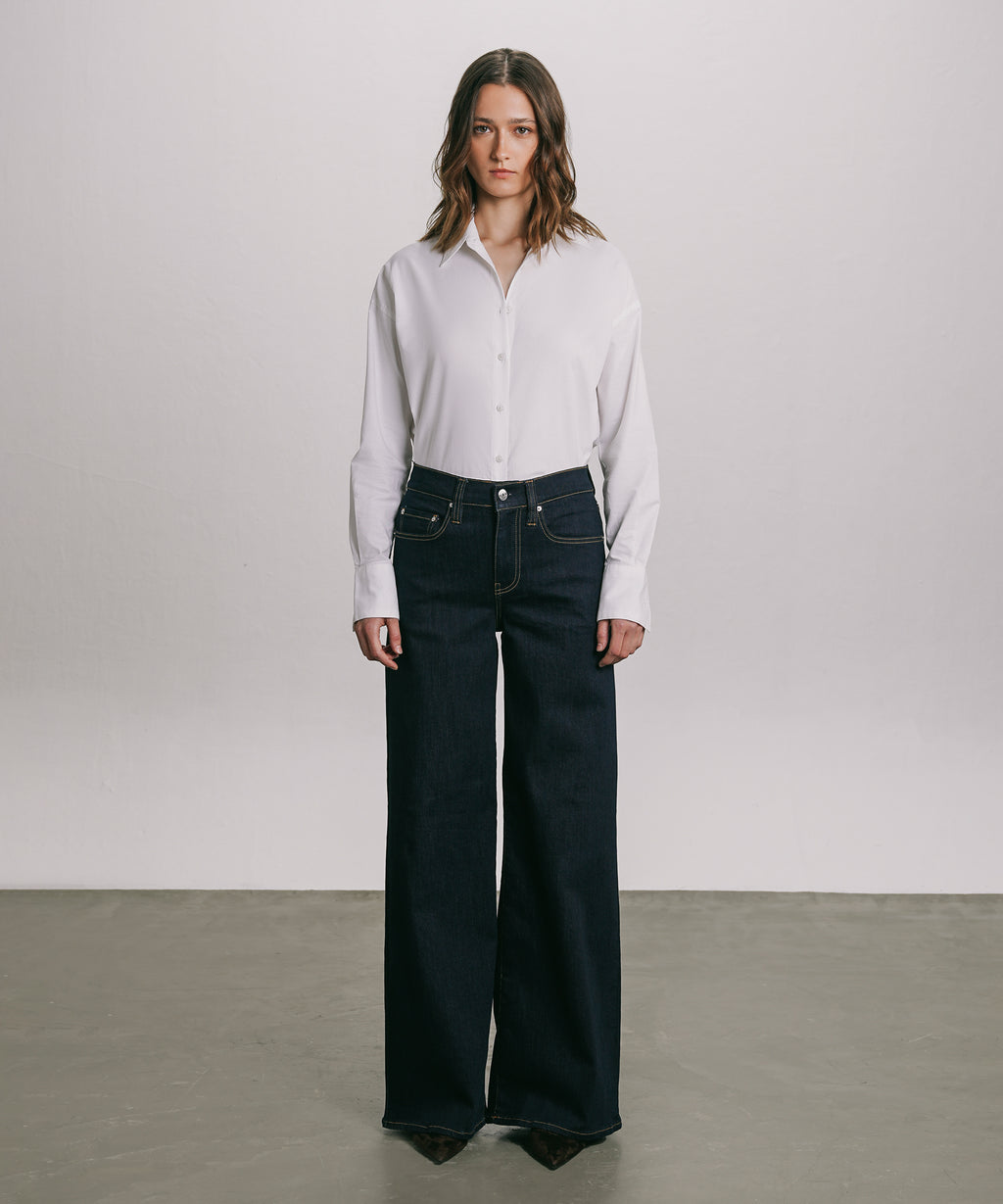 Women's Western Wear Blue High Rise Wide Leg Jeans