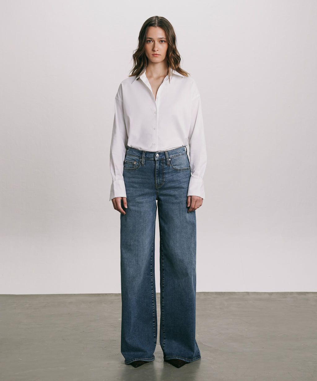 Women's Western Wear Blue High Rise Wide Leg Jeans