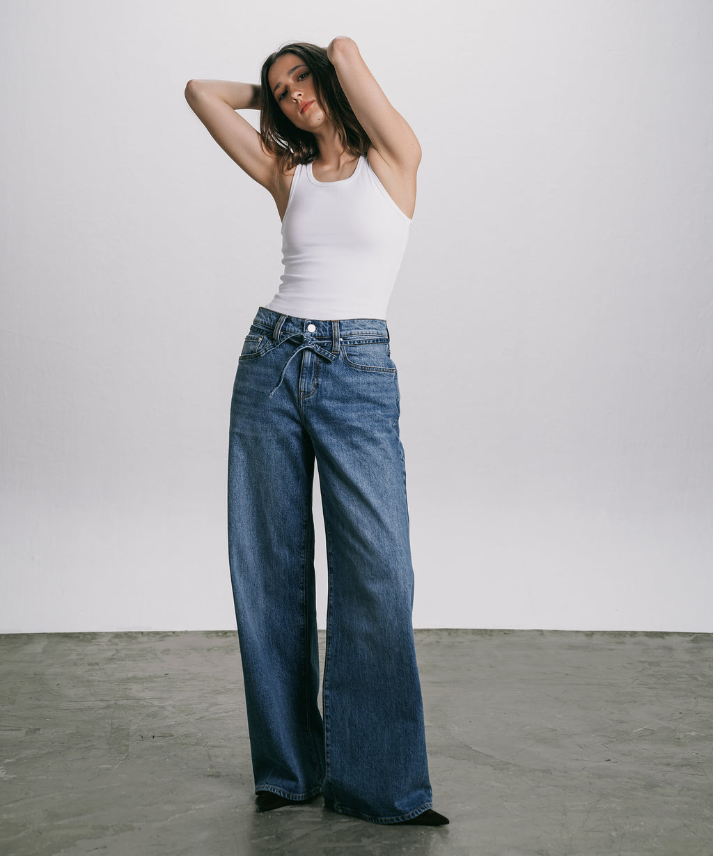 Women's Western Wear Blue Baggy Loose Jeans