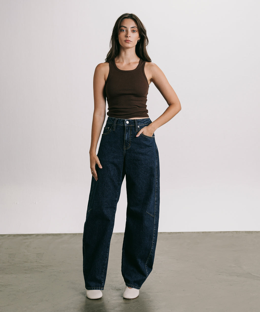 Women's Western Wear Blue Barrel Jeans