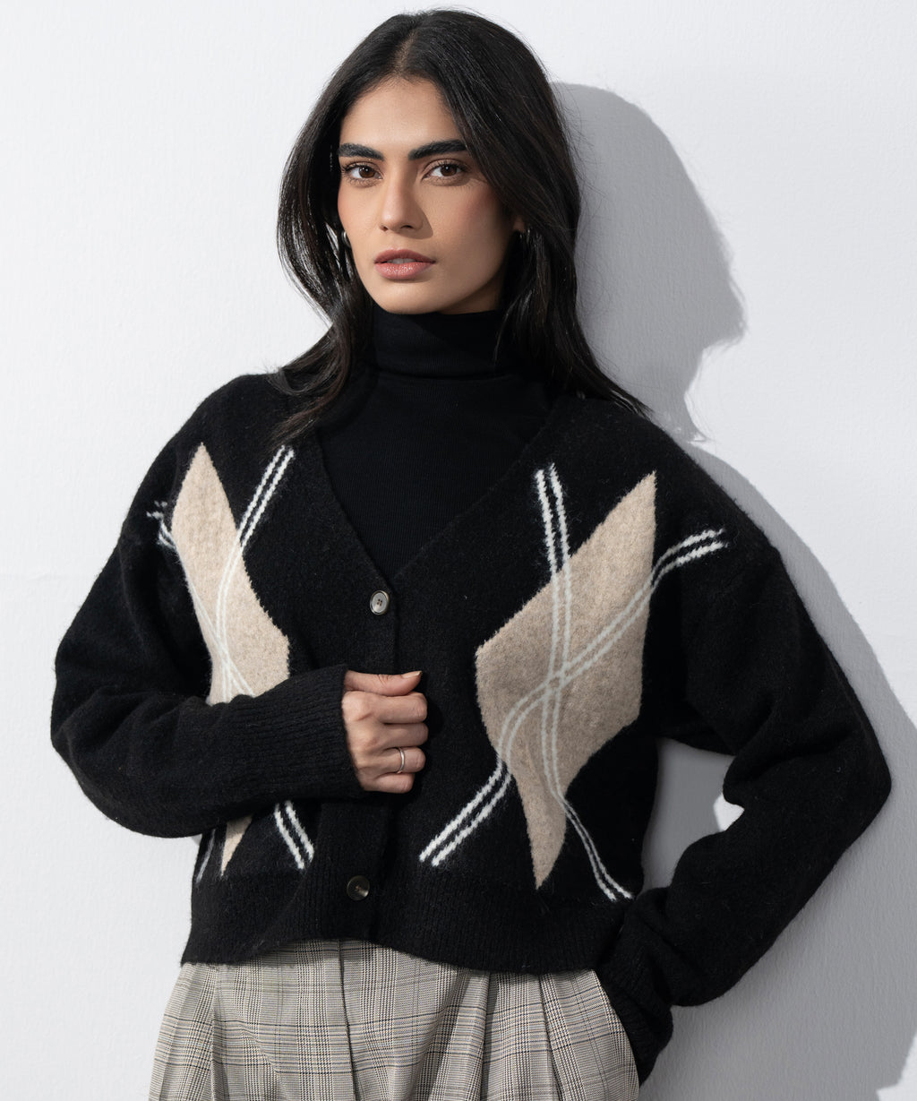 Argyle Knit Cardigan