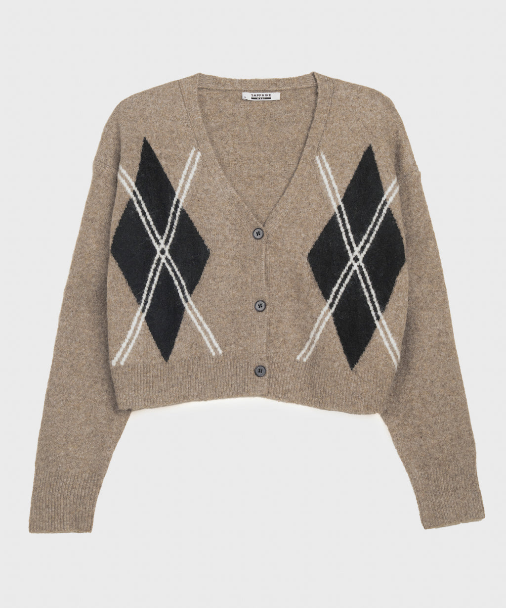 Argyle Knit Cardigan