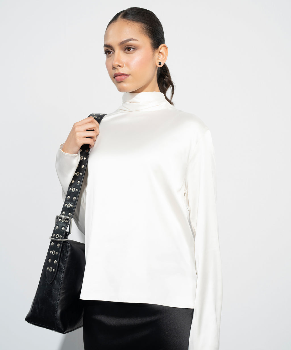 Satin Blouse With Back Tie Detail