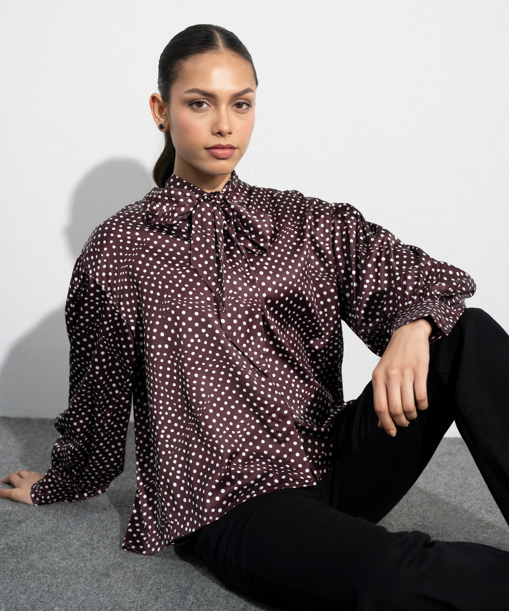 Polka Dot Satin Blouse
