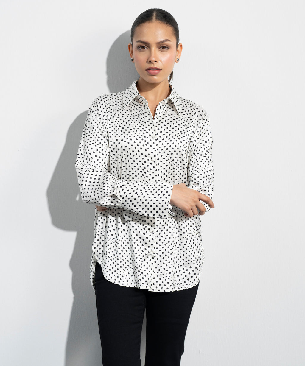 Polka Dot Satin Shirt