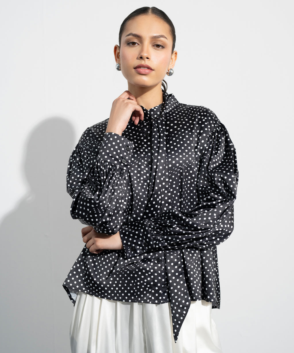 Polka Dot Satin Blouse