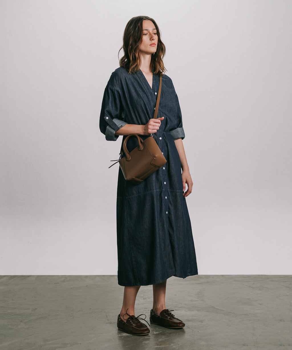 Women's Western Wear Blue Denim Dress With Waist Pleats