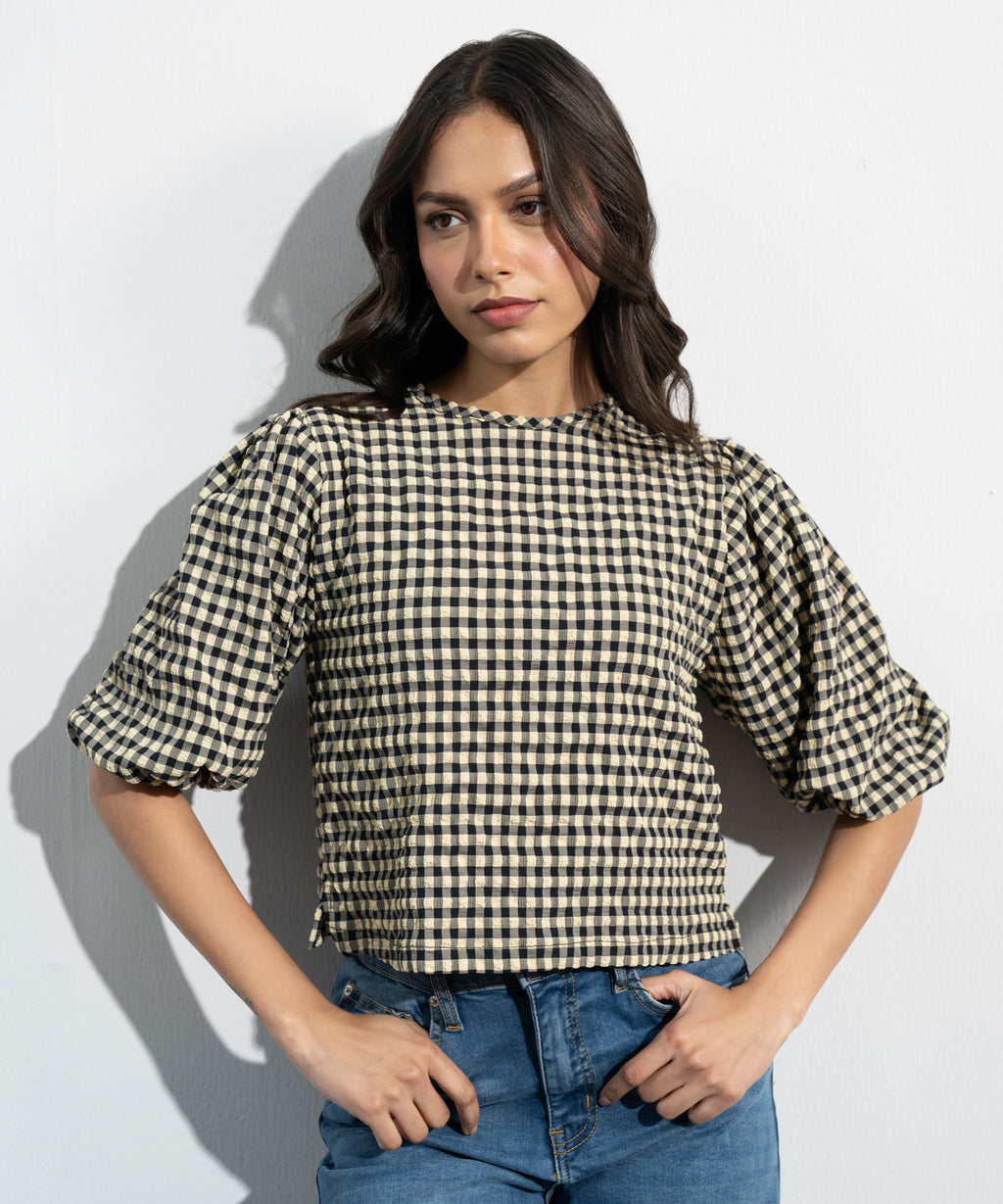 Seersucker Gingham Top