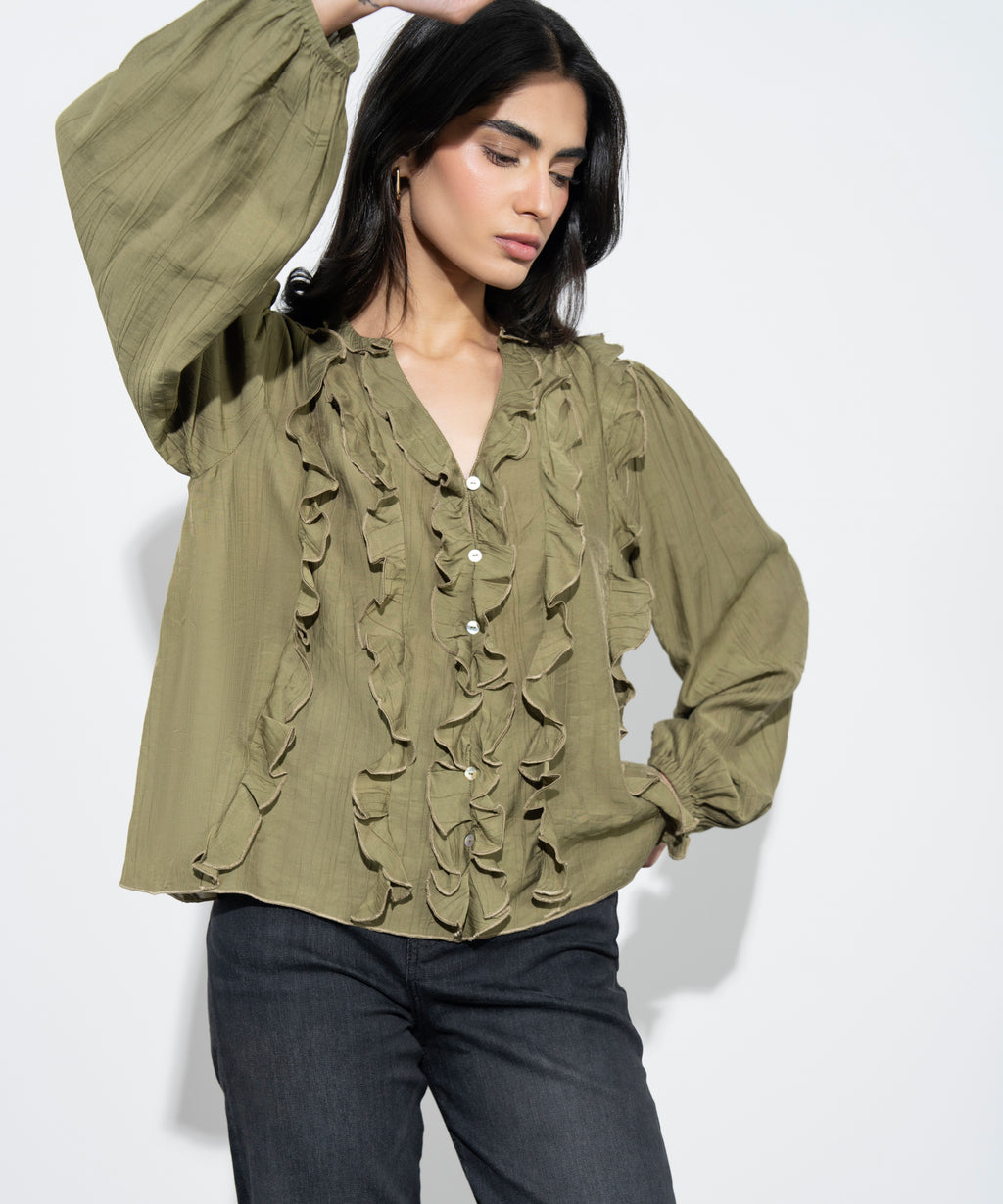 Textured Ruffled Top