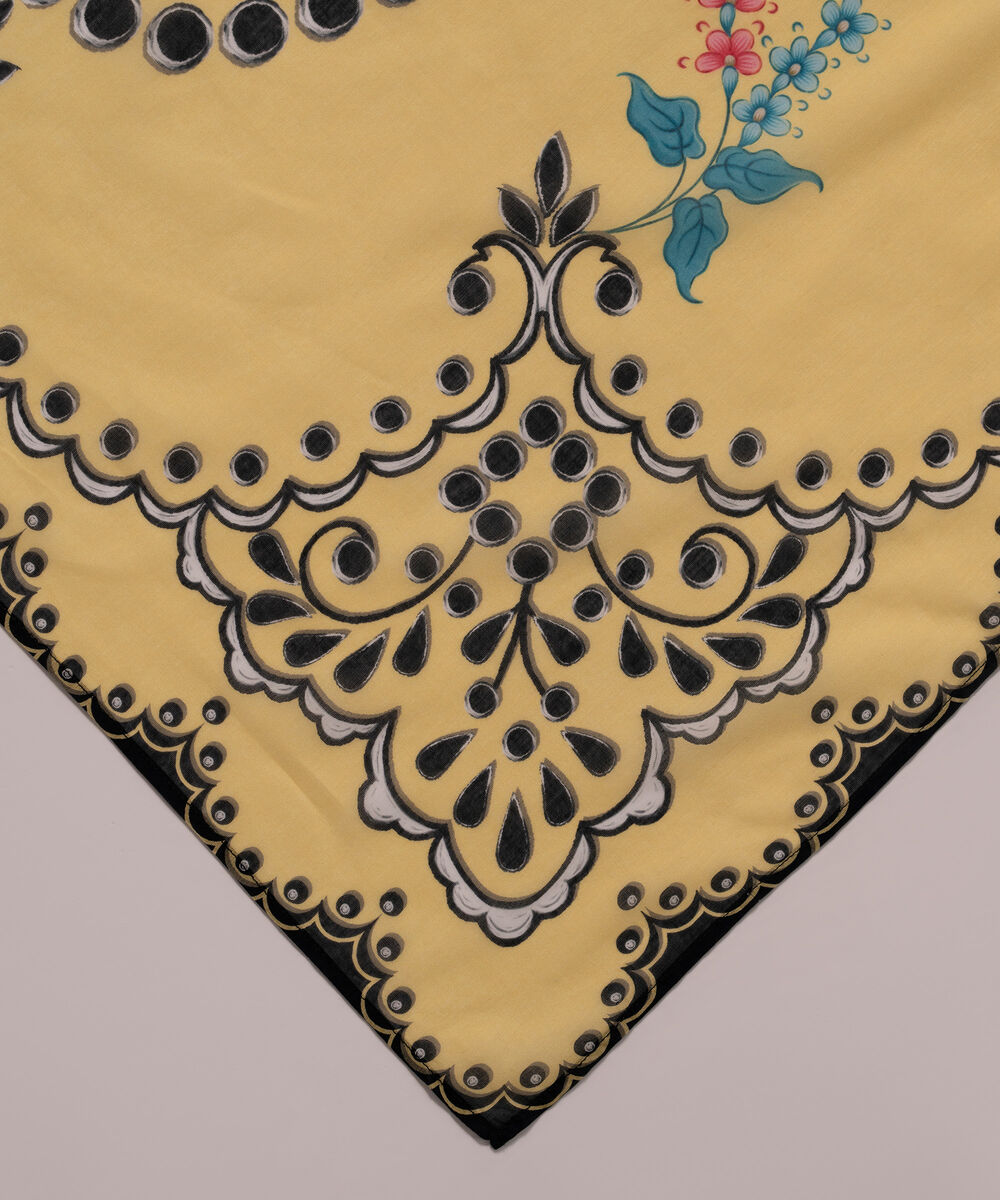Lawn Printed Yellow Dupatta