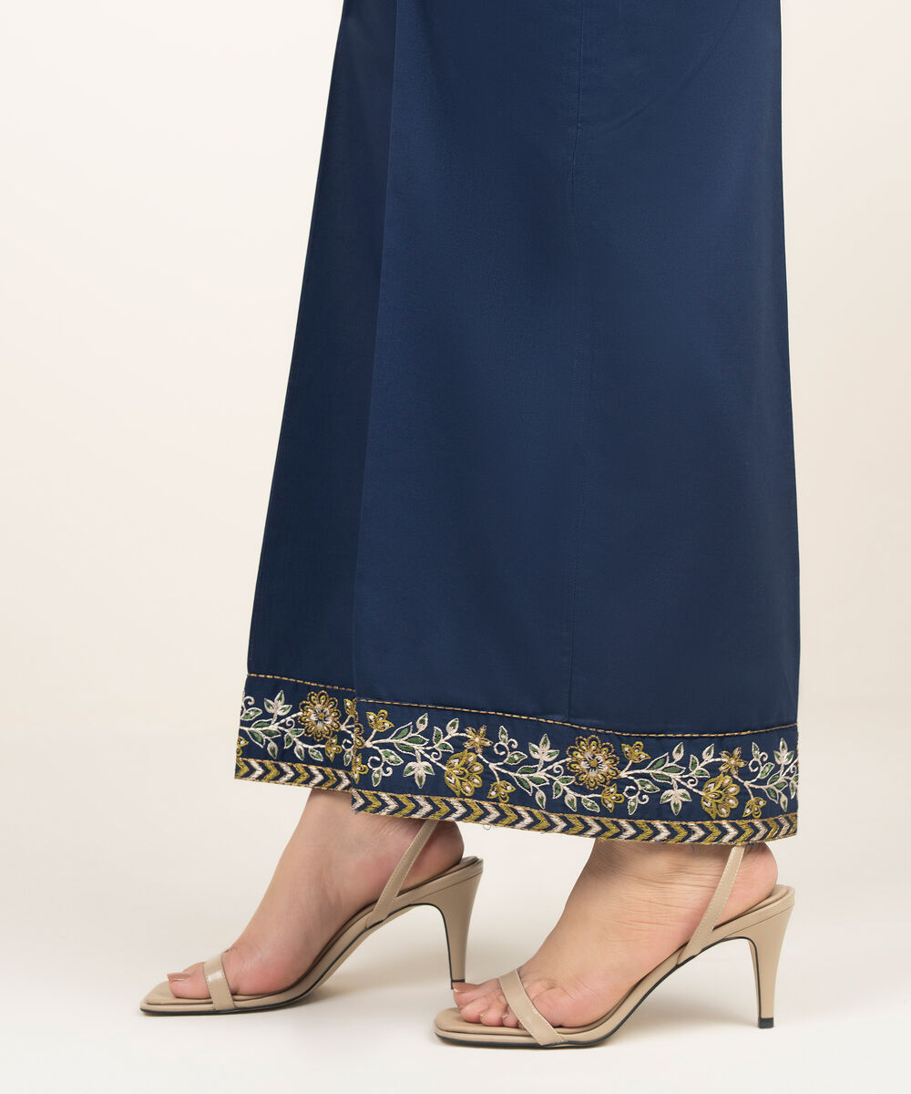 Women's RTW Cambric Embroidered Blue Culottes