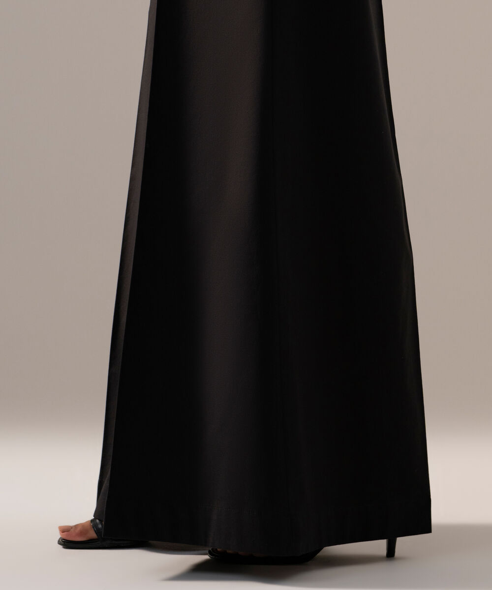 Women's RTW Cambric Solid Black Flared Pants
