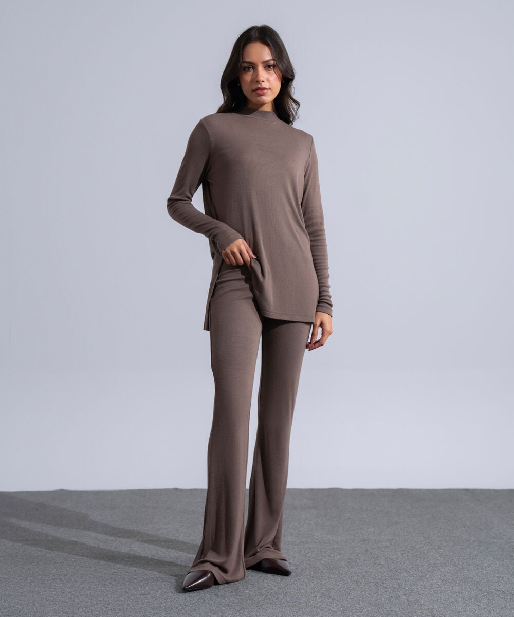 Women's Western Wear Taupe Slim-Fit Trousers