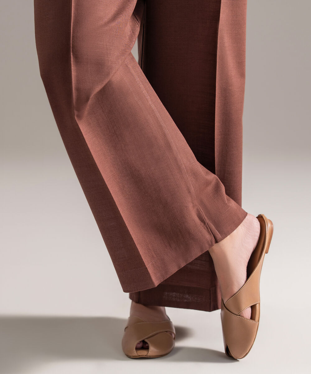 Women's RTW Khaddar Solid Brown Culottes