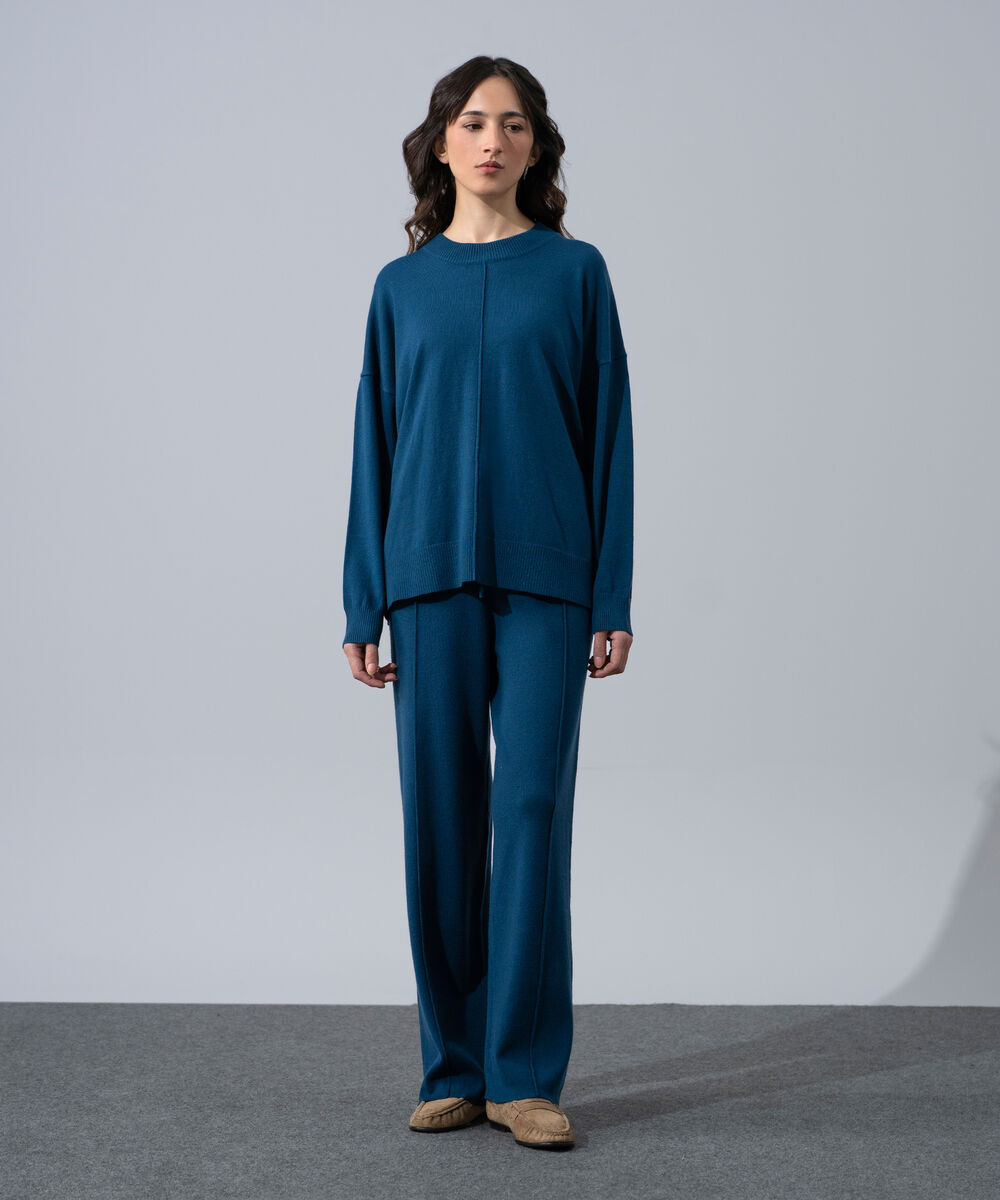 Women's Western Wear Blue Pull-On Knit Trousers