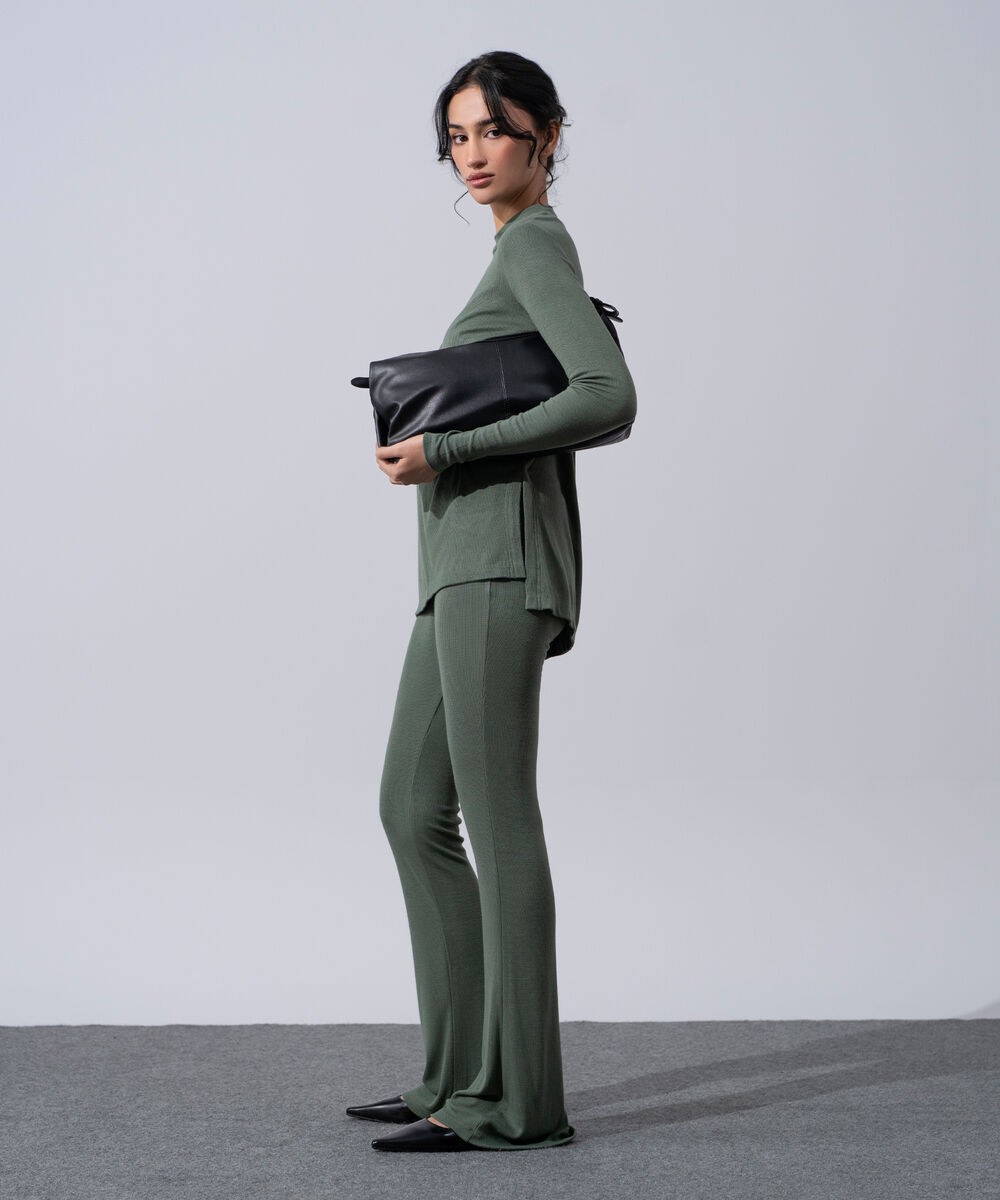 Women's Western Wear Green Mock-Neck Knit Jumper