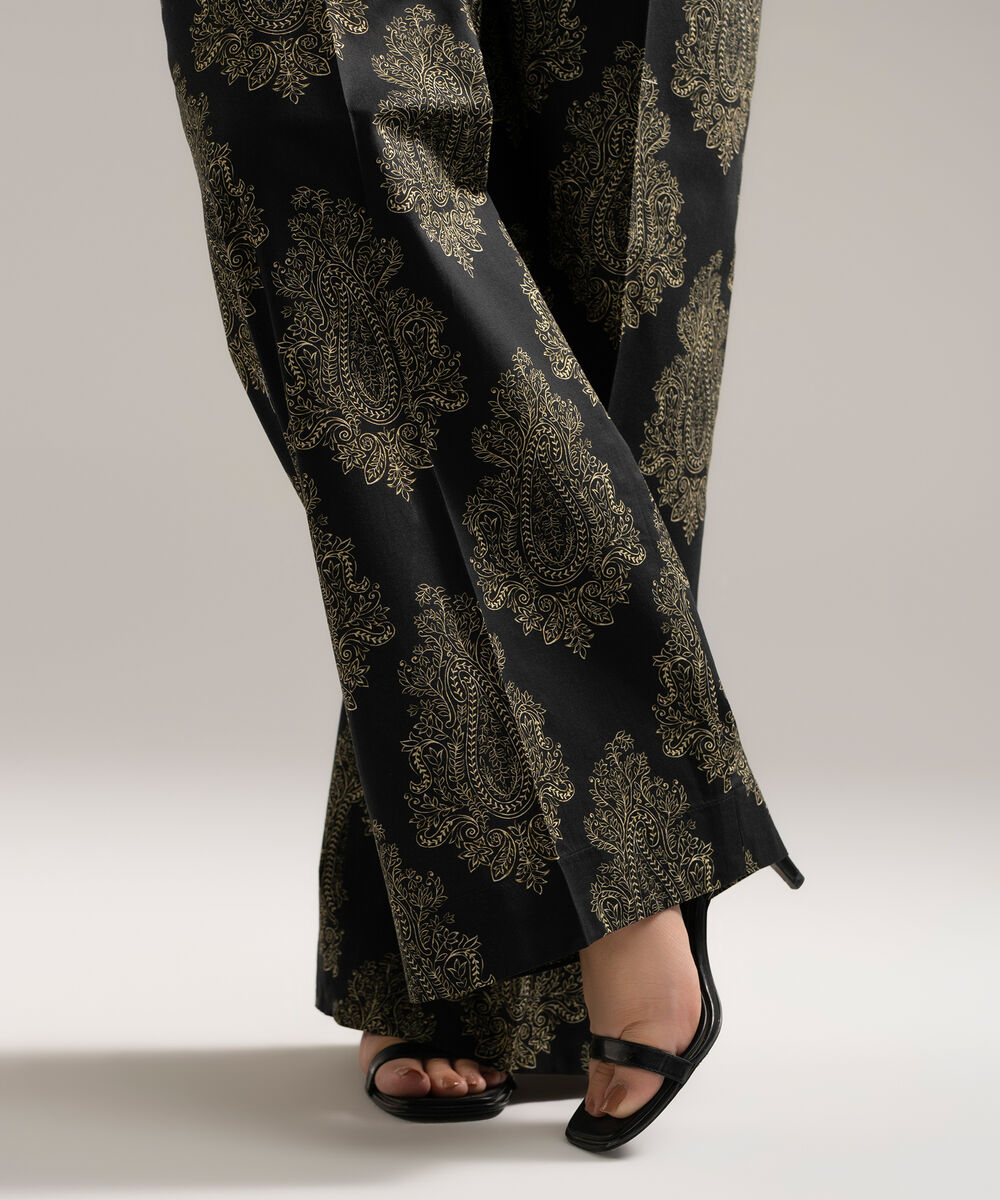 Women's RTW Cambric Printed Black Culottes