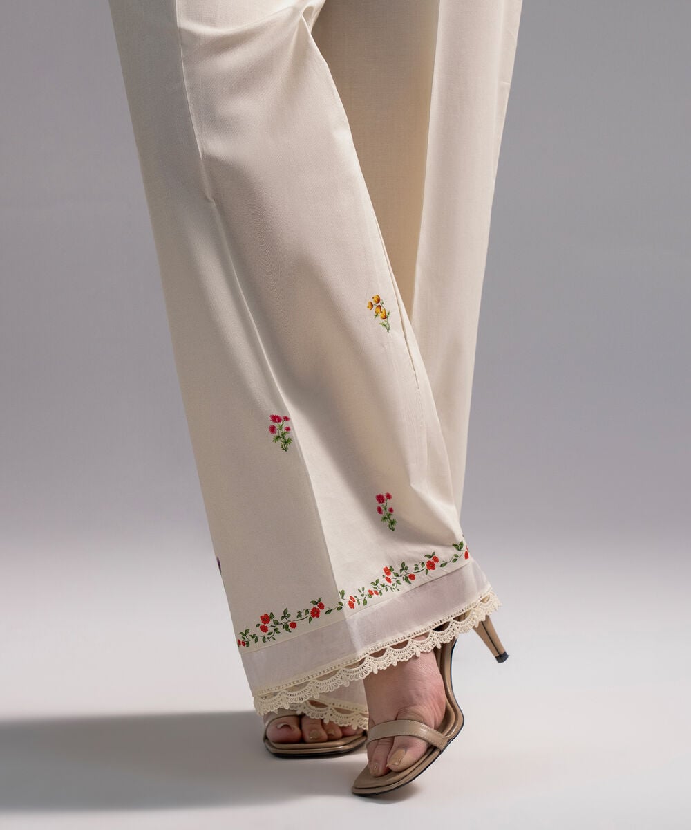Women's RTW Cambric Printed White Culottes