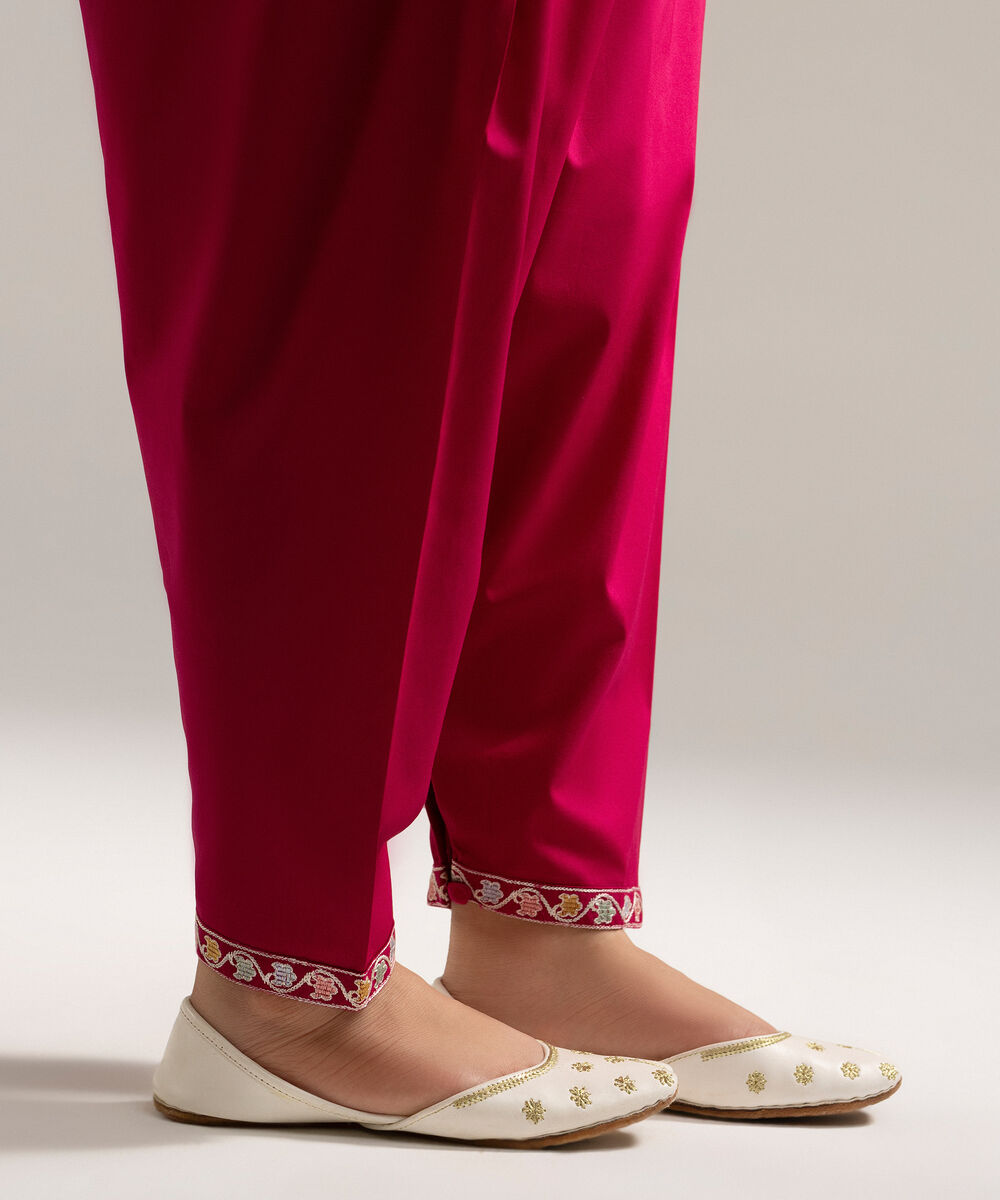 Women's RTW Cambric Embroidered Pink Shalwar