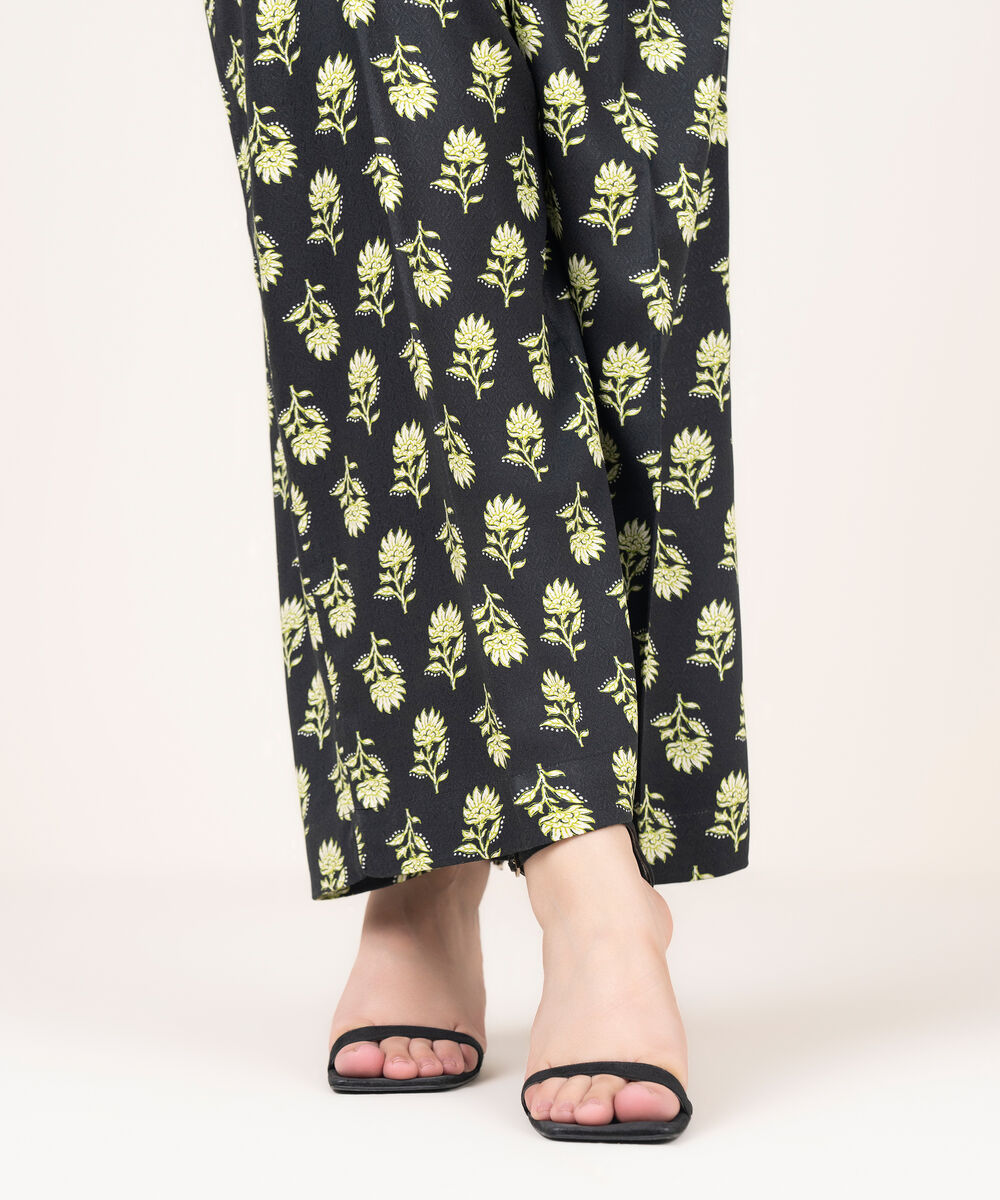 Women's RTW Dobby Printed Black Culottes