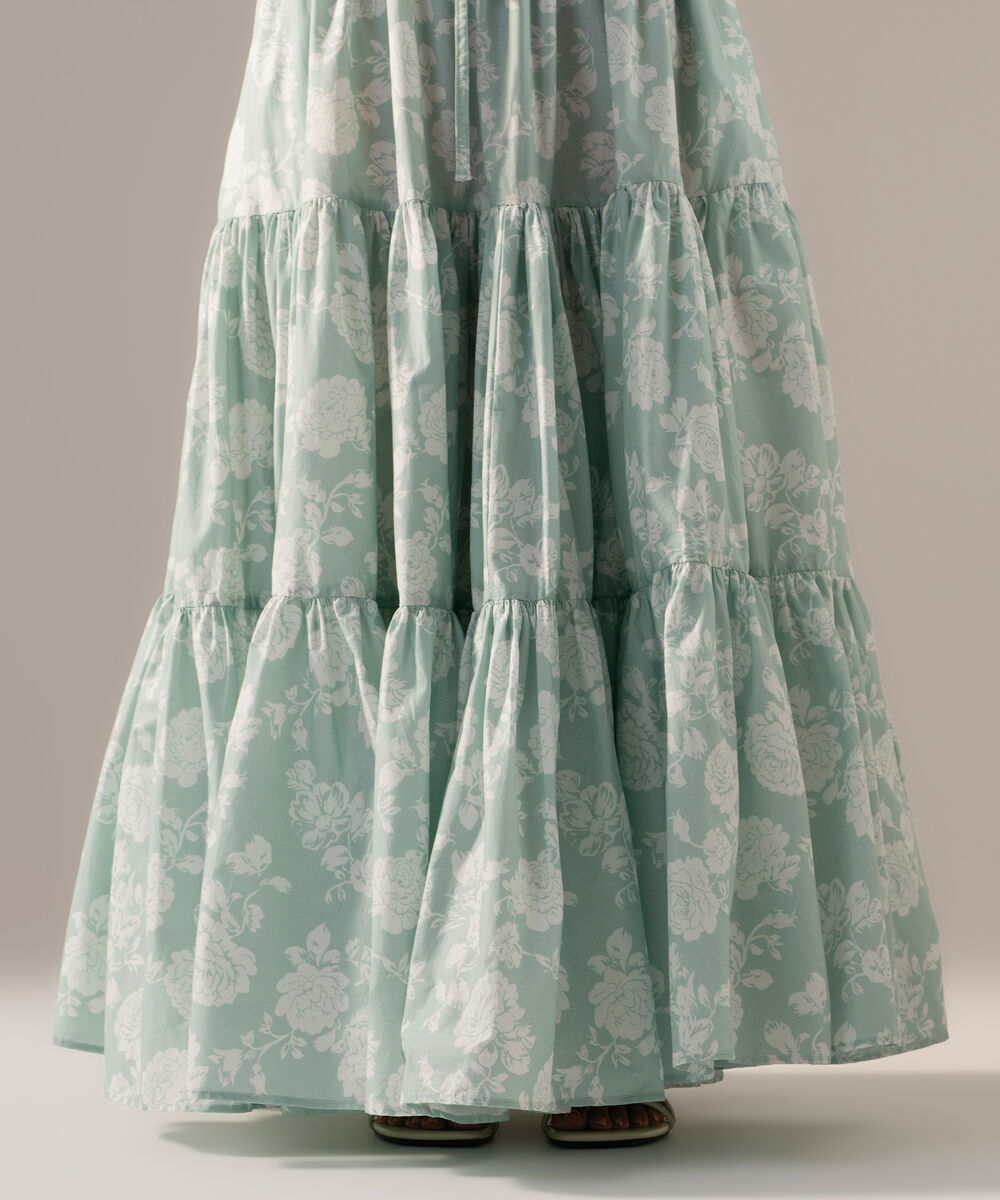 Women's RTW Poplin Printed White Skirt