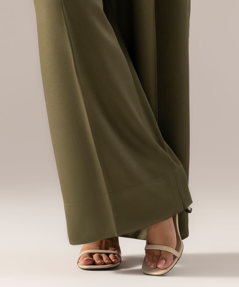 Women's RTW Solid Olive Green Bedford Culottes