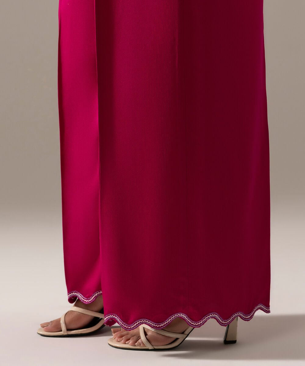 Women's RTW Bedford Solid Pink Straight Pants