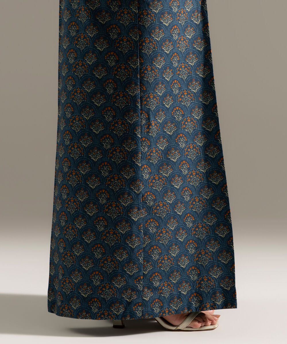 Women's RTW Cambric Printed Blue Flared Pants