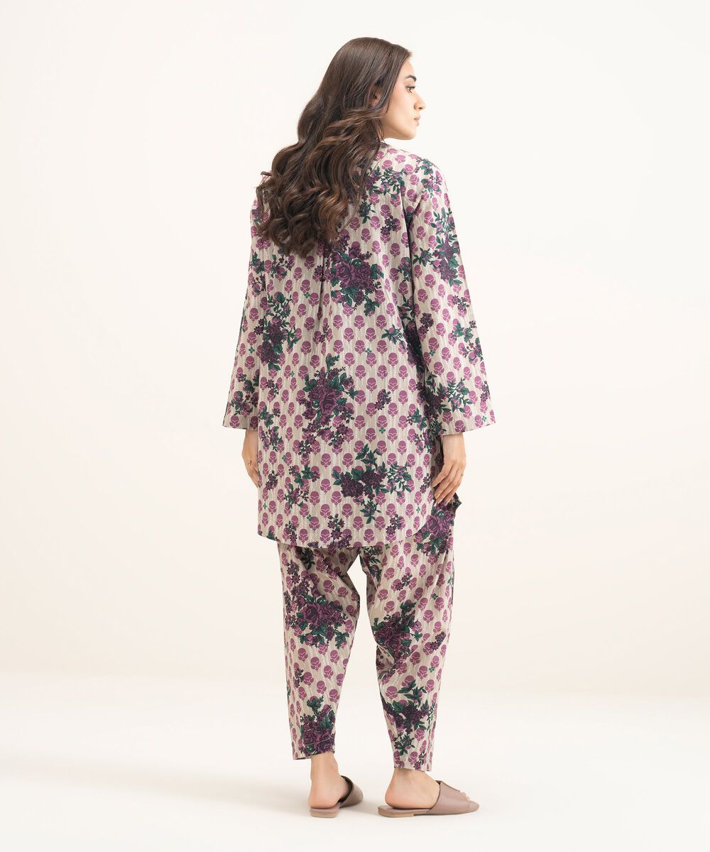 Women's RTW Cambric Printed Beige Straight Shirt