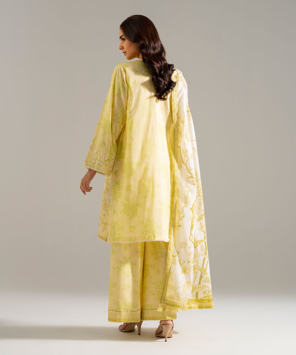 Women's RTW Lawn Embroidered Green 3 Piece Suit