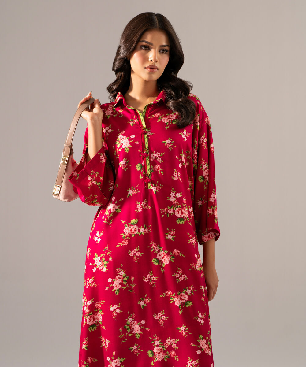 Women's RTW Viscose Marina Printed Pink 2 Piece Suit